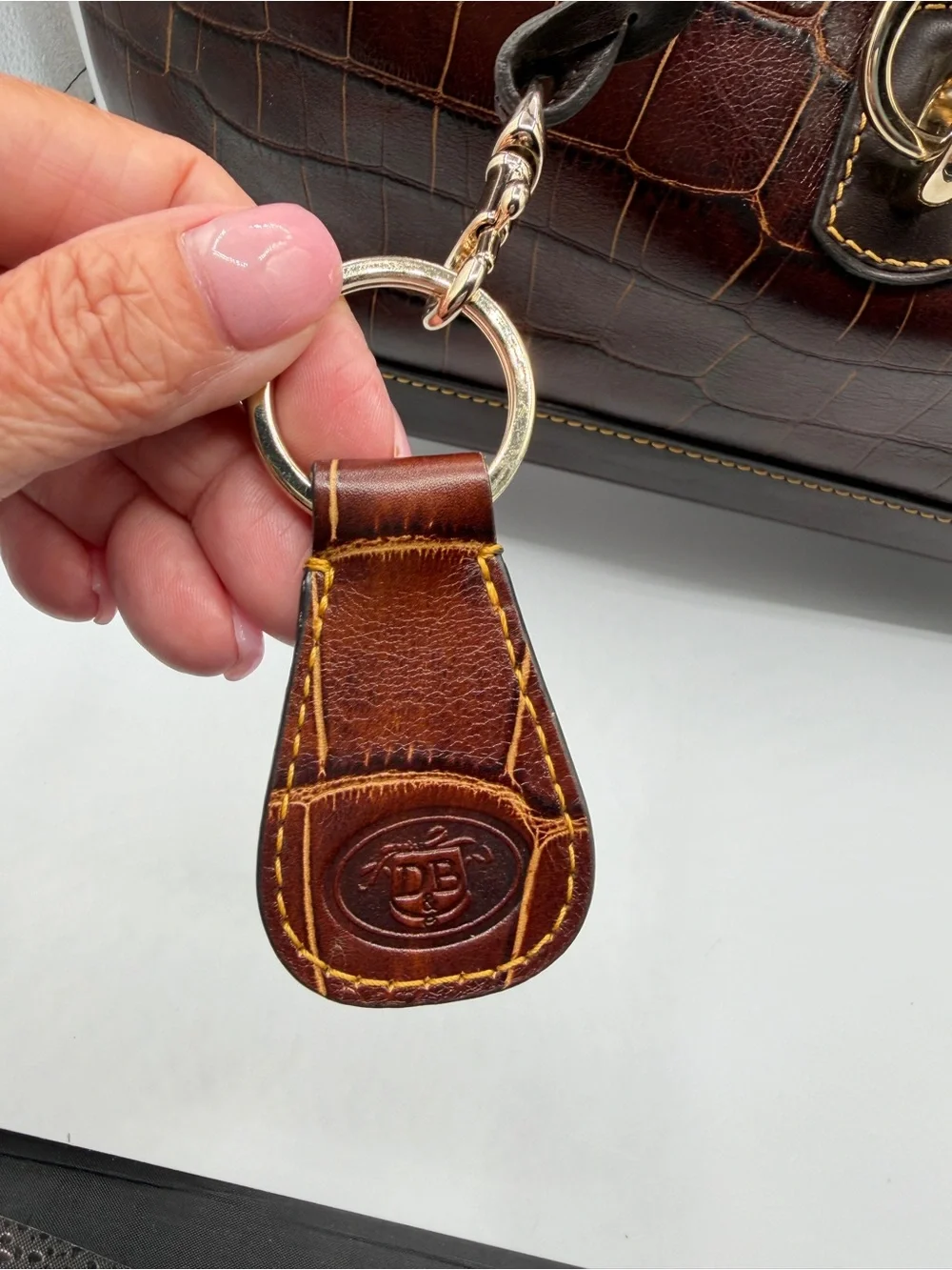 Dooney & Bourke Brown Croco-Embossed Leather Hobo Bag